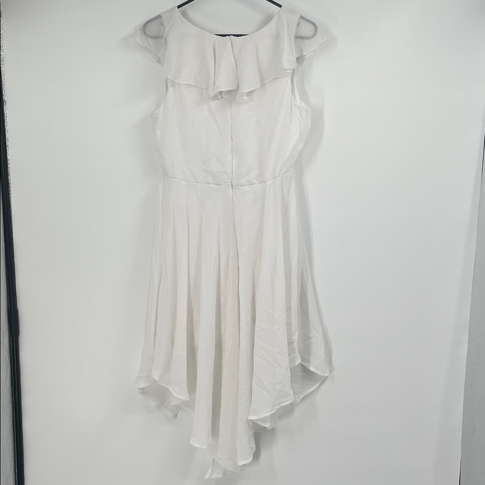 White Ruffle Lace Up High Low Dress Size Large - Picture 6 of 8